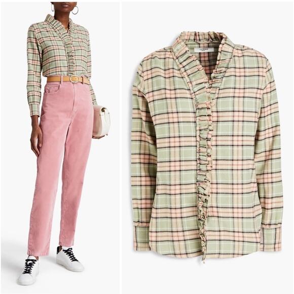 Isabel Marant Etoile Awendy Top Women's Blouse 100% Cotton Ruffle 42 (US 12) - Picture 1 of 9
